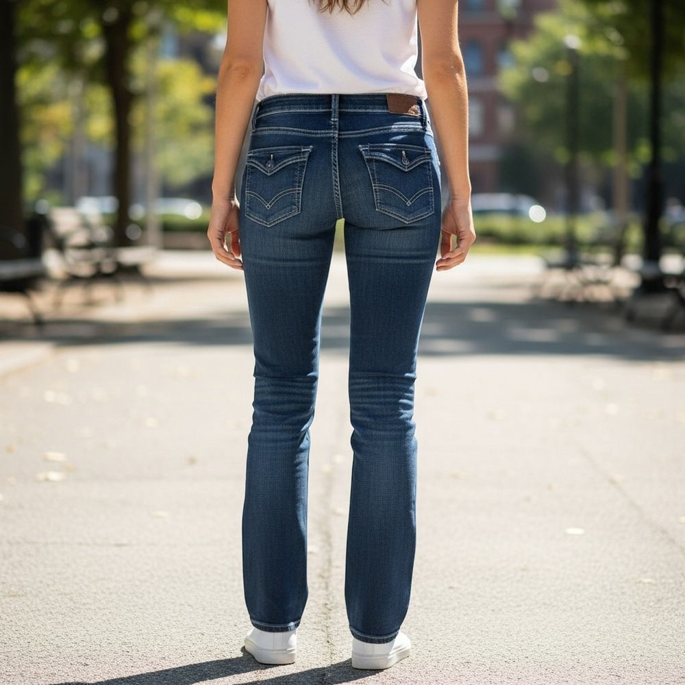 BKE Carter Jeans Women 30L Dark Wash Good Button Fly Bootcut Heavy Stitch